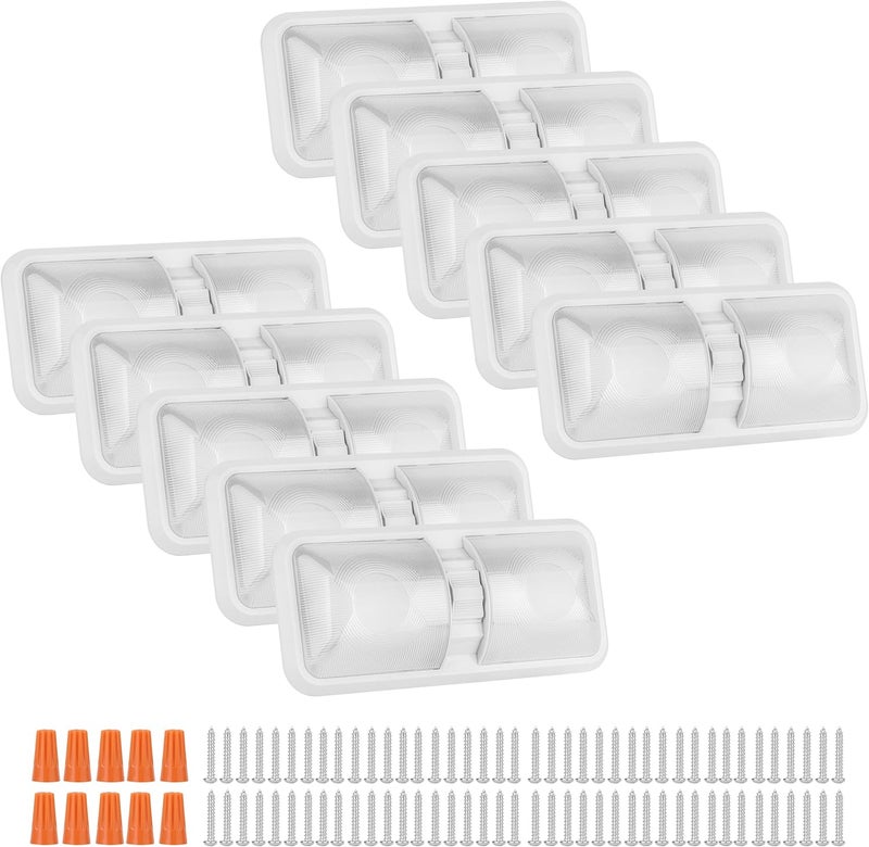 RVZONE 12V Led RV Ceiling 1100 Lumen Double Dome Light | Frosted RV Interior Lighting Fixture for RV Trailer Camper Truck Van Boat Car (10 Pack Natural White 4000-4500K) - Image 1